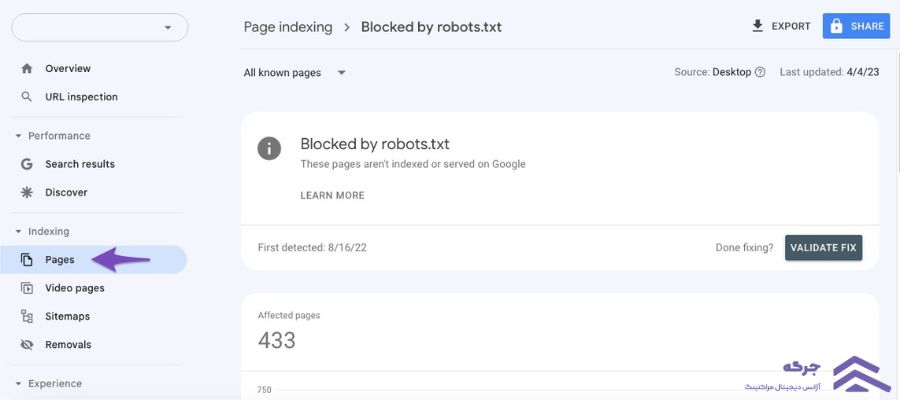 پیدا کردن خطای «Blocked by robots.txt» 